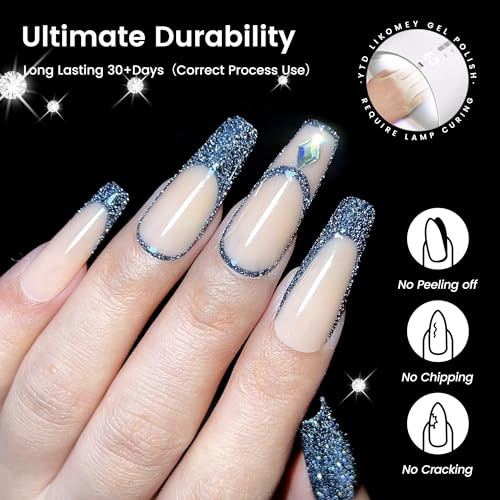 Ytd Likomey Black High Density Reflective Flash Glitter Gel Nail Polish 15Ml Sparkly Broken Diamond Shimmer Uv Nail Gel Hema Free Sz010