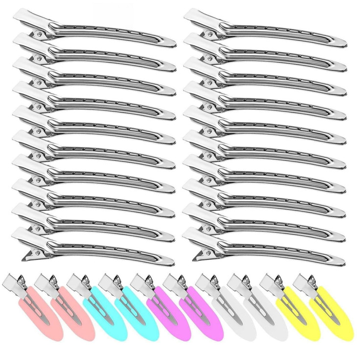 30Pcs Metal Alligator Hair Clips Duck Billed Salon Styling Clips With Holes Heavy Duty Silver Hair Pins For Women Diy Bows And Home Use 30