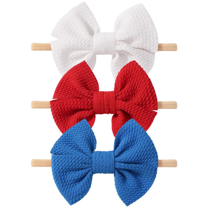 Shromnyxin 4Th Of July Toddler Hair Bows Baby Headbands Bows 6 12 Months Red White And Blue Baby Girl Bows Patriotic Hair Accessories