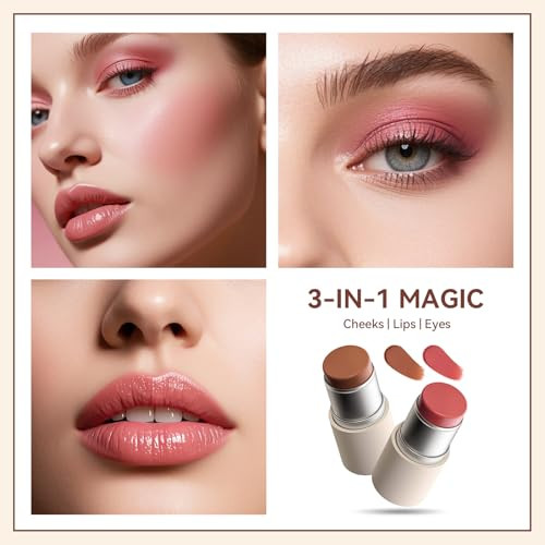 Maange Multi Use Blush Stick All In One Cream Blush For Cheeks Eyes And Lips Long Wearing Blendable Makeup Blush Stick Creamy And Buildable