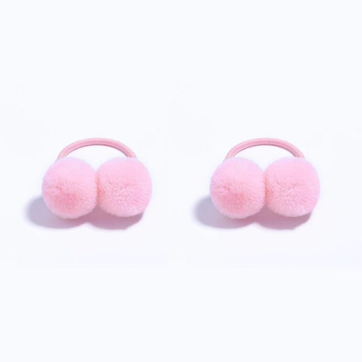Baby Hair Ties For Girls Soft Hair Bands Small Ball Ponytail Holders Pom Pom Hair Accessories For Baby Infants Toddlers Little Girls Pink