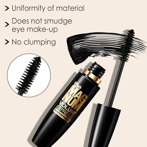 Boobeen 2Pcs Waterproof Mascara Black Volumizing And Lengthening Formula Quick Dry Smudge Resistant For All Day Wear