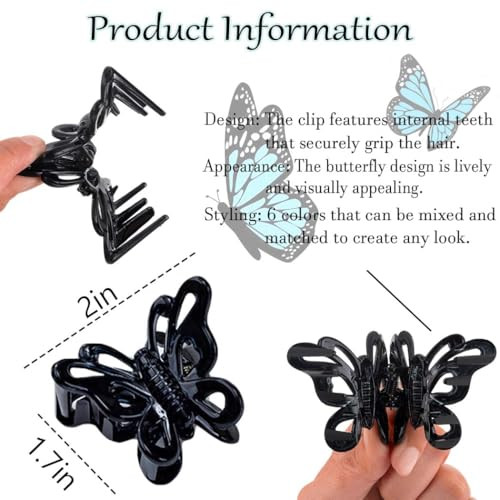 Outyua 6 Pack Small Butterfly Hair Clips Tortoise Shell Hair Claw Clips For Women Mini Leopard Print Jaw Clips For Thin Hair