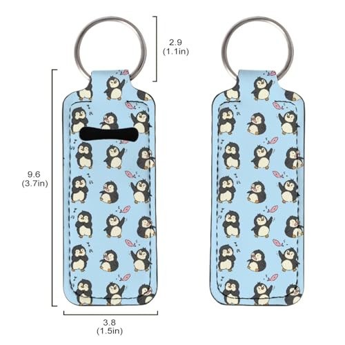Baxinh Cartoon Penguin Printed Chapstick Holder Lip Balm Holder Lipstick Sleeve Pouch Lip Gloss Holder Marble Stocking Stuffers Gift For