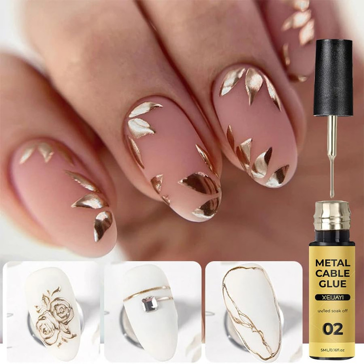Imgdd Gold Metallic Nail Art Gel Liner Nail Polish Chrome Mirror Effect Gel Nail Polish For French Manicure Salon Home Diy Painted Drawing