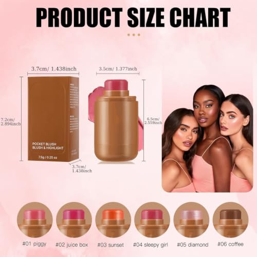 Mwtowm Cream Blush Stick Natural Looking Matte Buildable Tinted Blush