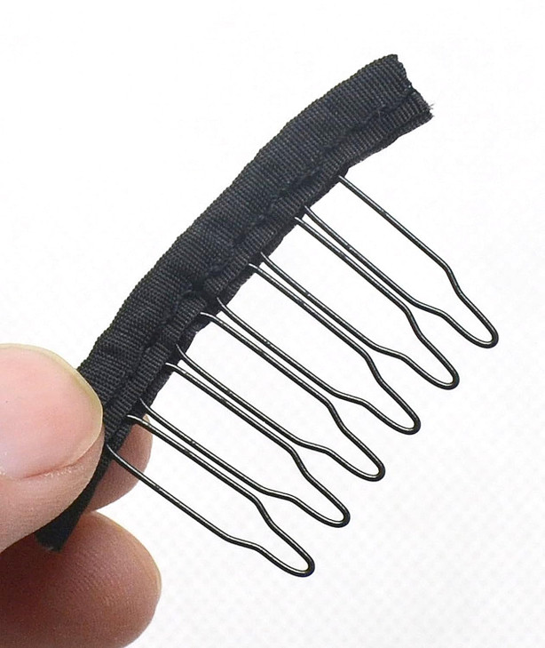 Jozlynn 12Pcs Black 6 Teeth Wig Comb Clips For Synthetic Wig Hairpiece
