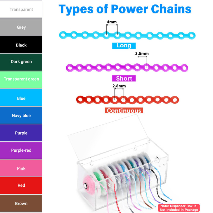 Annhua Dental Orthodontic Elastic Chain Orthodontic Spool Elastic Dental Spool Elastic Rubber Band Power Chains For Braces Continuous Light