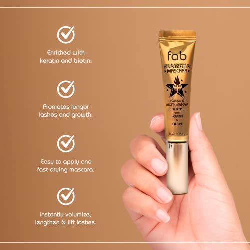 Fab Superstar Mascara Waterproof Volumizing High Lash Lift Beauty Mascara Black Liquid Mascarra For Bold Volume And Length Infused With