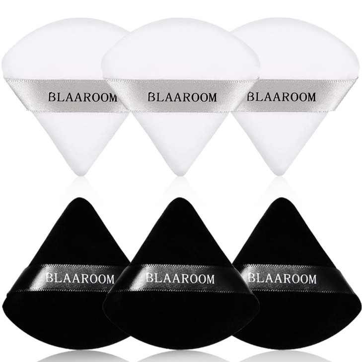 6 Pieces Soft Triangle Powder Puff Face Makeup Velour For Loose Powder Mineral Powder Body Powder Wet Dry Cosmetic Foundation Sponge Makeup