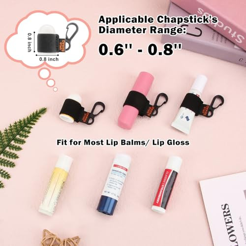 Desing Wish 3 Pcs Mini Chapstick Holder Keychain Elastic Sleeve Chapstick Keychain Holder For Lip Balms Lip Gloss Lipsticks Portable Lip