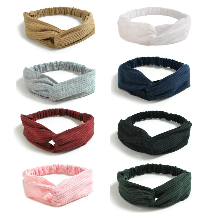 Aqokka Boho Knotted Headbands For Women Non Slip Soft Elastic Hair Band