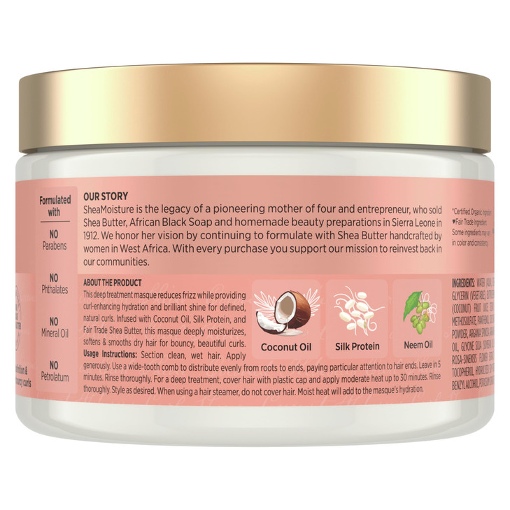 Shea Moisture Hair Mask Coconut & Hibiscus for Dry Curls Hair Mask with Shea Butter 11.5 oz