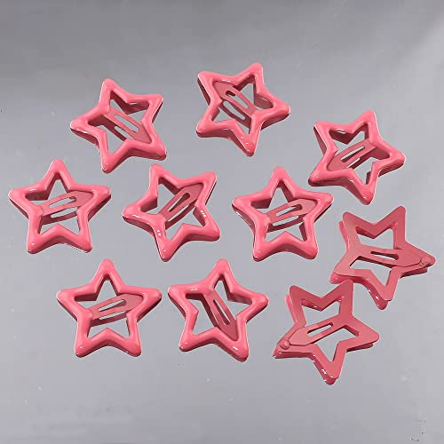 10Pcs Pink Star Hair Clips For Girls Cute Small Hair Clips For Women Kawaii Pentagram Snap Clip Star Clips For Hair Barrettes Metal Hairclip
