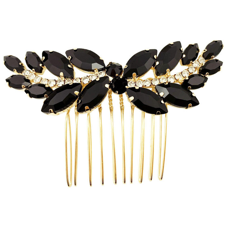 Betiteto Bridal Hair Comb Emerald Green Crystal Wedding Hair Piece Pin Accessories For Women Girls Party Black