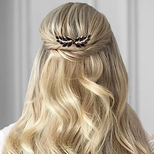 Betiteto Bridal Hair Comb Emerald Green Crystal Wedding Hair Piece Pin Accessories For Women Girls Party Black