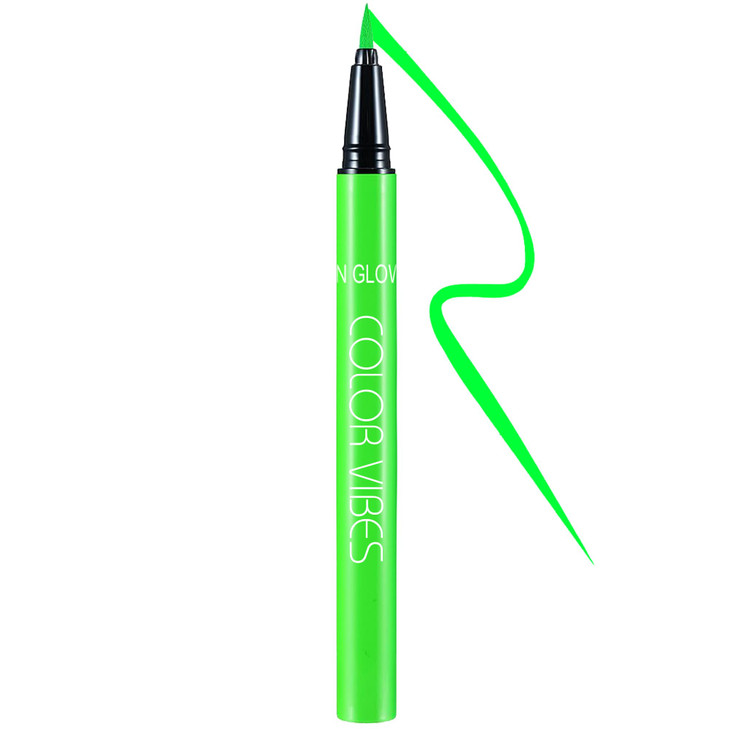Delisoul Neon Liquid Eyeliner Pen Waterproof Smudge Proof Pigmented Eye Liner Glow Brightly Under Uv Lights Colorful Eye Makeup For Rave