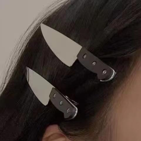 Mini Goth Horror Hair Accessories Knife Hair Clips Costume Cosplay Barrettes Punk Hair Pins For Women And Girls 2Pcs