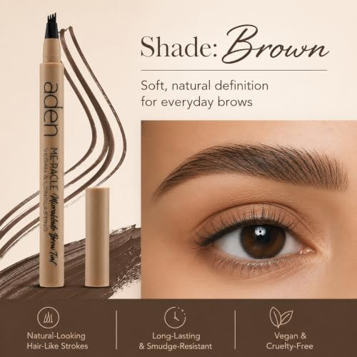 Aden Microblading Eyebrow Pen Waterproof Eyebrow Pencils For Women Long Lasting Brown Eyebrow Pencil Triple Stroke Tip Microblading Tint For