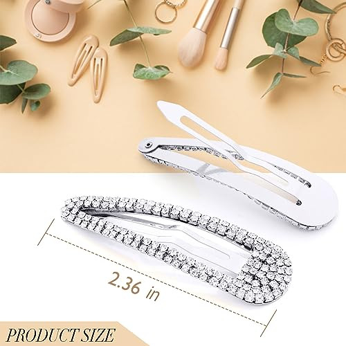 Kanprincess Hair Clip 2Pcs 2.4Inch Rhinestone Silver Hair Barrettes For Women Girls Bridal Wedding Party Prom