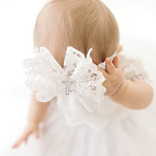 Bibablyke Baby Lace Bow Headband For Girls Breathable Bowknot Hair Bands Toddler Christening Party Headdress Cross Turban Hairband Lace