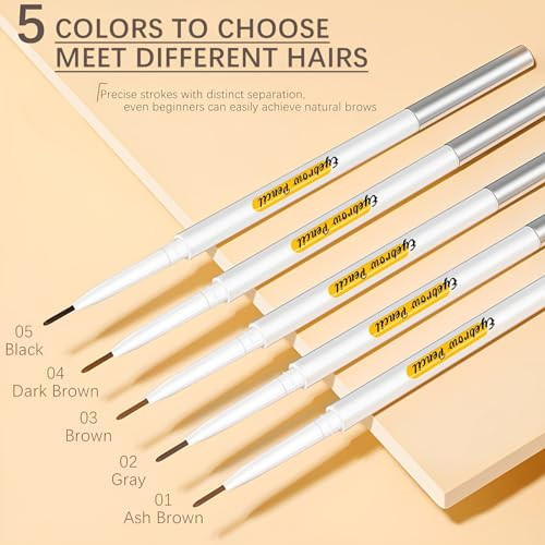 Eyebrow Pencil 1.5Mm Micro Brow Pencil Dual Ended Professional Waterproof Eyebrow Pencil Oetuiow With Spoolie Brush. 02 Grey 1Pcs