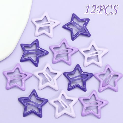 Naiska Purple Star Hair Clips Non Slip Hair Pins Snap Hair Barrettes Accessories For Girls Women Hair Decoration 12Pcs