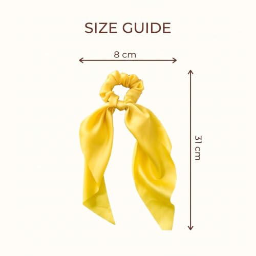 1Pc Yellow Women Girl Bow Satin Ribbon Ponytail Scarf Hair Tie Rope Scrunchies Elastic Band Hair Scrunchies Bands Elastics And Ties Clips