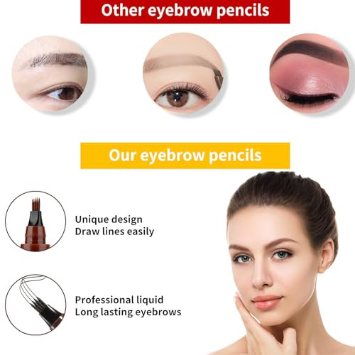 Eyebrow Contouring Pen Waterproof Microblading Eyebrow Pencil With 4 Prong Micro Fork Tip Applicator Liquid Eyebrow Pencils For Women
