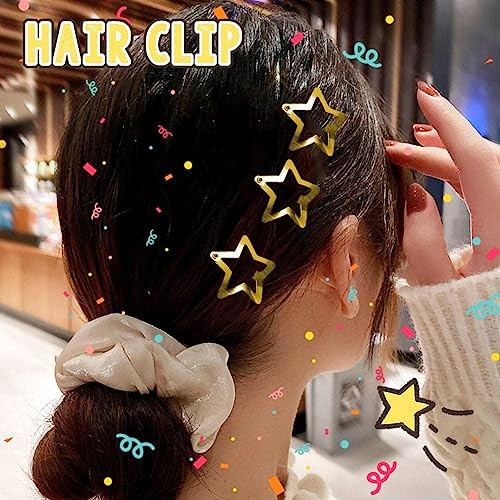 20Pcs Gold Star Hair Clips Metal Snap Hairs Clips Hair Barrettes Hairs Side Clamps Headdress Cute Hair Accessories For Women Girls Hair
