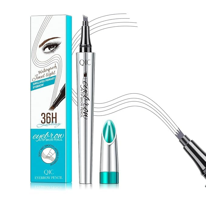 Qic 4 Tip Eyebrow Pencil Microblading Eyebrow Pen Waterproof Long Lasting Brow Pencil For Natural Hair Like Strokes Light Brown