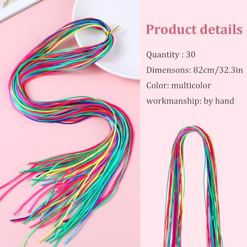 30Pcs Hair Strings For Braids Colorful Long Hair Wrap String For Girls Braids Braiding Hairstyle Accessories 32.3 Inch