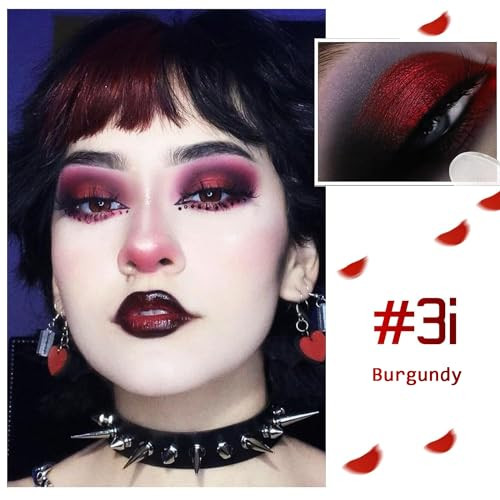 Metallic Burgundy Red Eyeshadow Highly Pigmented Gothic Red Eye Shadow