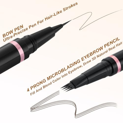 Lavone Eyebrow Pencil 2 In 1 Waterproof Microblading Brow Pen Dark Brown