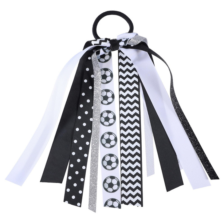Soccer Pony Ribbon Hair Streamer Elastics Ponytail Holder Bow Scrunchies Hair Ties Band Dress Decor Accessories For Cheerleader Girls Moms