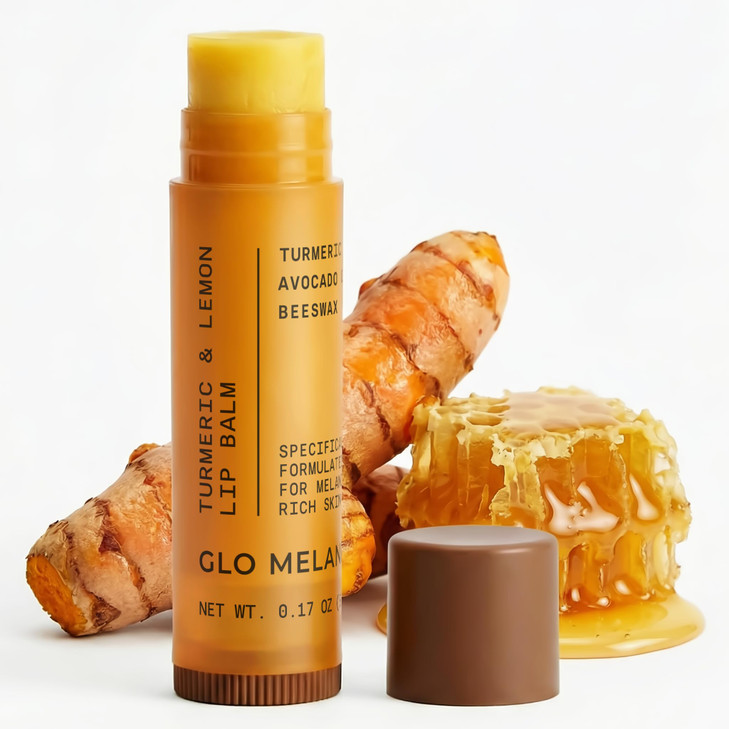 Glo Melanin Natural Lemon And Turmeric Lip Balm Brighten Nourish Dark Lips