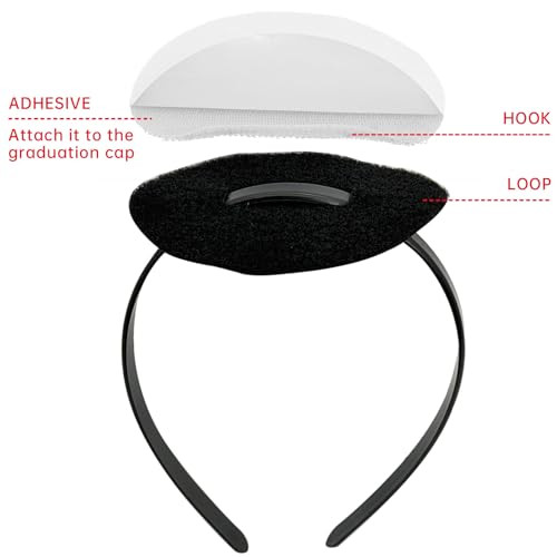 Unibouti 2 Pcs Graduation Cap Headband No Slip Comfortable Grad Cap Headband Insert With Premium Hook And Loop Fastener Reliable Grip For