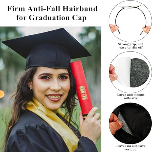 Joyruby Graduation Cap Headband Firm Anti Fall Hair Band For Graduation Cap Insert Black Hairstyle Diy Graduates Gifts Hat Accessories For