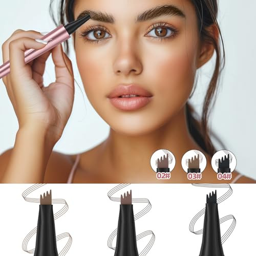 Magic Eyebrow Pencil Waterproof Microblading Eyebrow Pen For Women With 4 Fork Tip For Natural Looking Hair Like Defined Brows Effortlessly