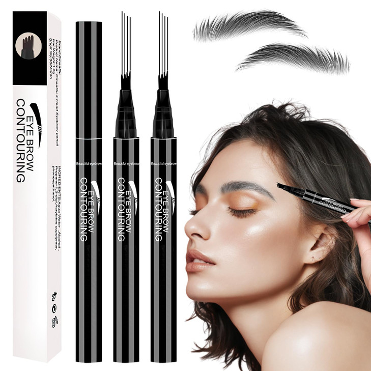 4 Head Split Waterproof Long Lasting Eyebrow Pencil 2Pcs Waterproof Magic Eyebrow Pencil Microblading Eyebrow Pencil Creates Natural Looking