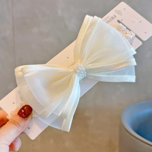 Asphinien Cute Baby Girl Lace Headband Lace Bow Hair Accessories Elastic Bow Head Wrap For Newborn Infant Toddler Christening Baptism Party