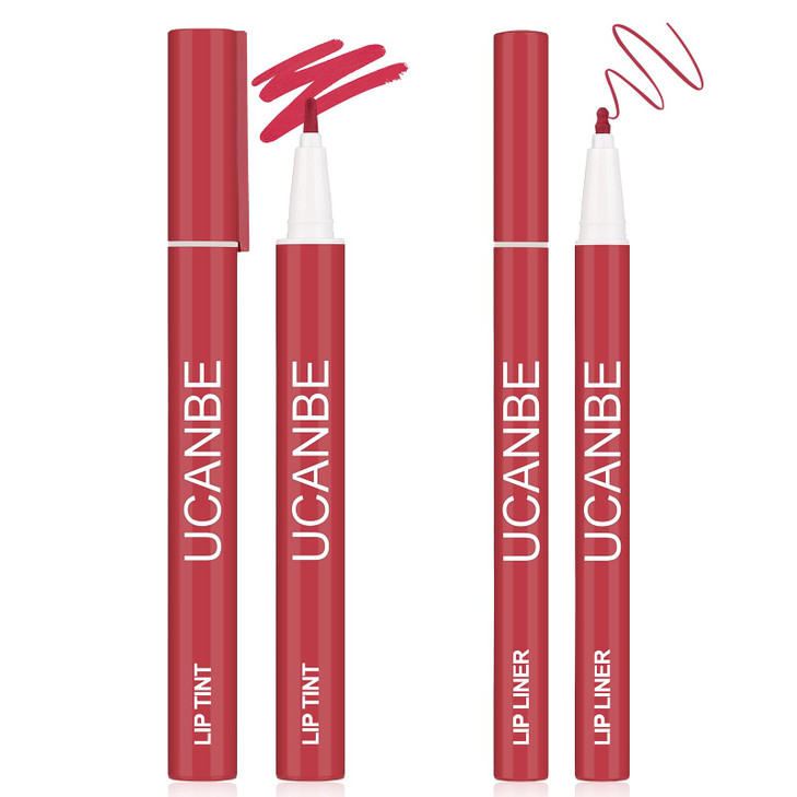 Ucanbe 2Pcs Matte Lip Tint Stain Set 1 Lip Stain And 1 Lip Liner Pencil Long Lasting Waterproof Lightweight Non Sticky Liquid Lipstick For