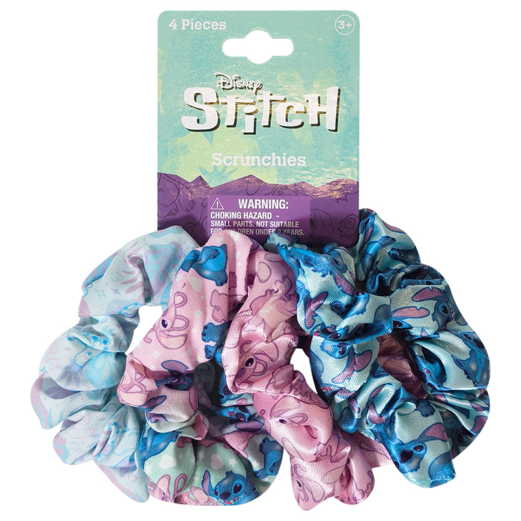 Luv Her Disney Stitch Scrunchies For Girls Of All Ages 4 Large Hair Scrunchies For Girl 4 Printed Scrunchies With Your Favorite Characters