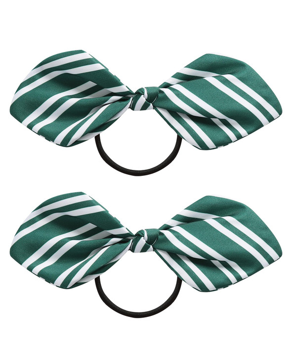 Nuolich 2Pcs Stripe Bow Hair Ties Wizard Hair Accessories For Women Green