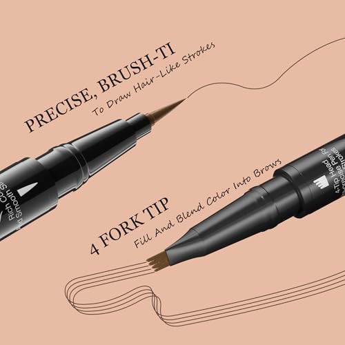 Microblading Eyebrow Pen Waterproof Eyebrow Pencil Magical 2 In 1 Dual Ended Eye Brow Pencils For Women With 4 Fork Tip And Precise Brush