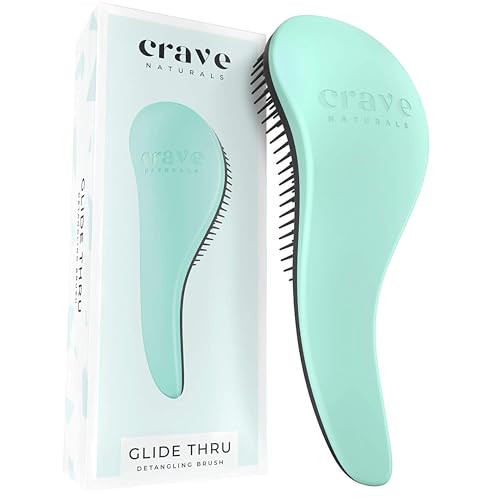 Crave Naturals Biggie Glide Thru Hair Brush - Detangler Brush for Curly, Straight, Wet or Dry Hair - Gentle Detangling Brushes for Adults, Kids, Todd