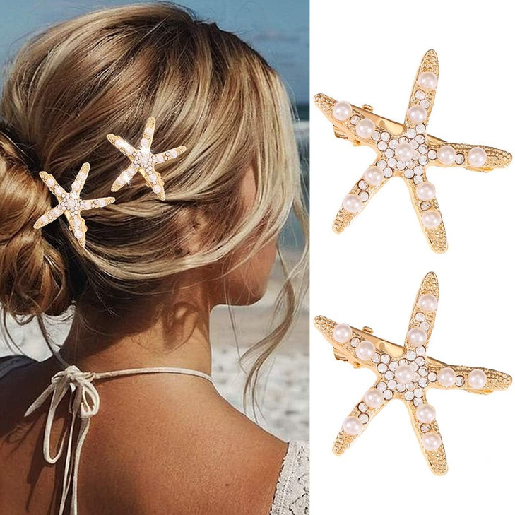 Cakure Starfish Hair Clips Mermaid Hair Barrettes Beach Hair Accessories