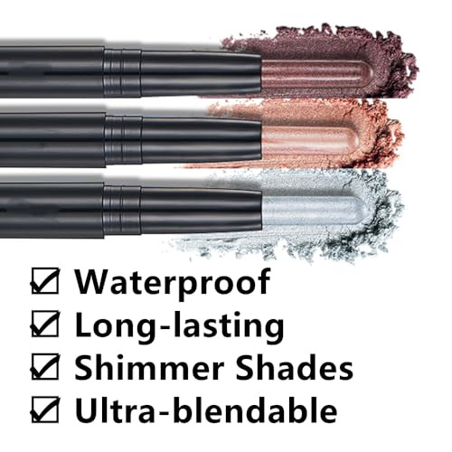 Saubzean Silver Gray Eyeshadow Stick Makeup Cream Shimmer Eye Shadow Pencil Hypoallergenic Waterproof Long Lasting Crayon Smooth Glitter