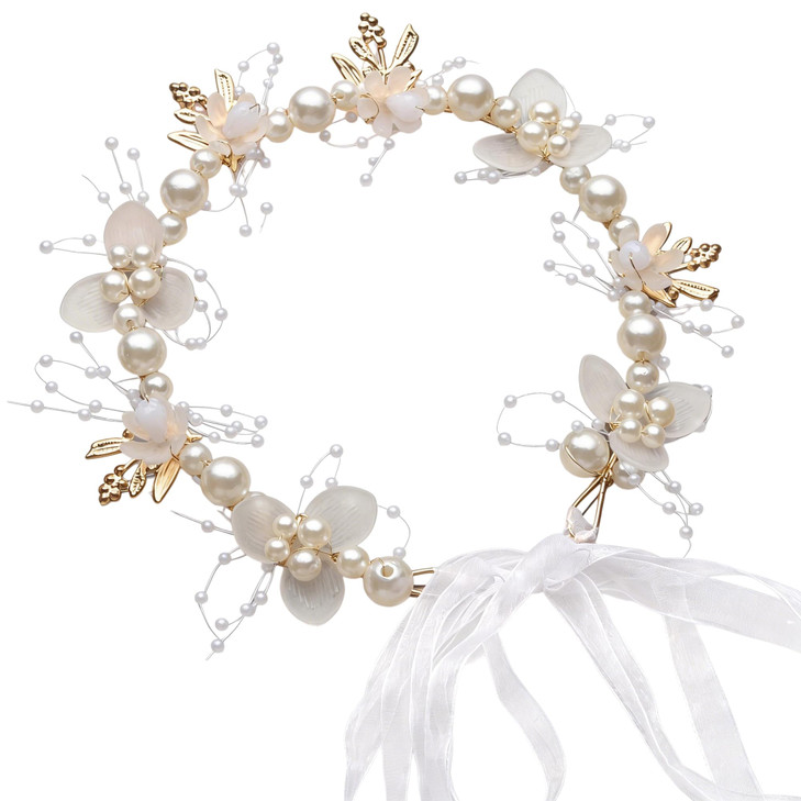 Zpexrv Flower Girl Headpiece Bridal Headband Flower Girl Hair Accessories Princess Crystal Pearl Hair Accessories Suitable For Teenage Girls