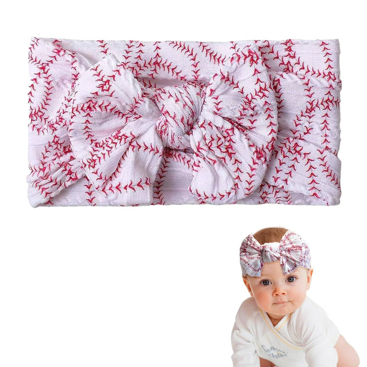 Jdrgjth Baseball Baby Headband Turban With Bow Baseball Hairband Bowknot Newborn Baseball Bow Headwarp Wide Hair Band Baseball Hair Bow For
